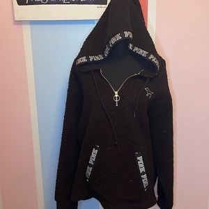 Victoria’s Secret PINK Black fuzzy hoodie